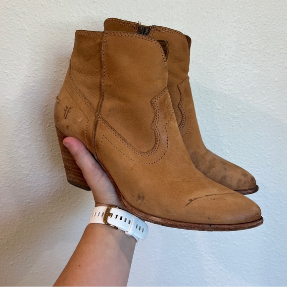 FRYE Reina Leather Western Style Zip Up Booties | Women’s Size 7 - Picture 1 of 8